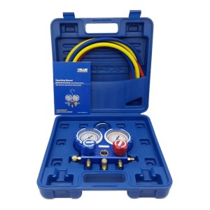 Коллектор двухвентильный Value VMG-2-R22-B (со шлангами) для R22, R134a, R404a, R407c кейсом
