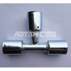Фитинг RC-U07222 врезной «тройник» под обжим, сталь, №12-№12-№10, #12-#12#-#10 (16мм-16мм-13мм), с стаканами.