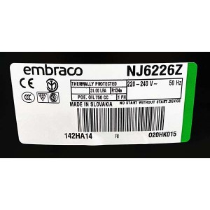 Компрессор Embraco Aspera NJ6226Z охладителей бутылок 2000 л