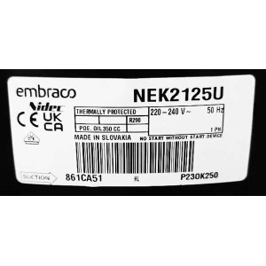 Компрессор Embraco Aspera NEK2125U / NEK 2125 U (R290) Компрессор Embraco Aspera NEK2125U / NEK 2125 U (R290)