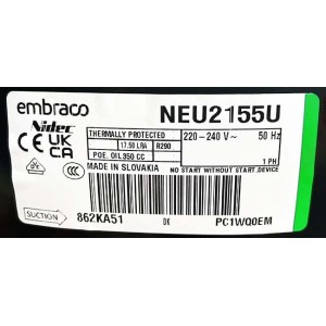 Компрессор Embraco Aspera NEU2155U / NEU 2155 U (R290) Компрессор Embraco Aspera NEU2155U / NEU 2155 U (R290)