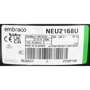 Компрессор Embraco Aspera NEU2168U / NEU 2168 U (R290) Компрессор Embraco Aspera NEU2168U / NEU 2168 U (R290)