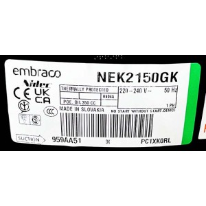 Компрессор Embraco Aspera NEK2150GK морозильного ларя 400 л Компрессор Embraco Aspera NEK2150GK морозильного ларя 400 л