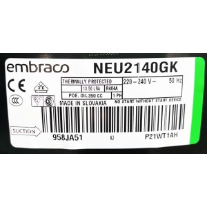 Компрессор Embraco Aspera NEU2140GK Компрессор Embraco Aspera NEU2140GK