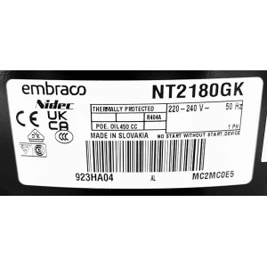 Компрессор Embraco Aspera NT2180GK морозильной комнаты 3 м3 Компрессор Embraco Aspera NT2180GK морозильной комнаты 3 м3