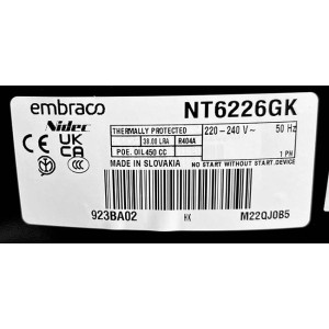 Компрессор Embraco Aspera NT6226GK R-404A/MBP/17.40 cm3