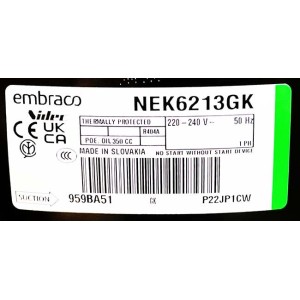 Компрессор Embraco Aspera NEK 6213 GK R404A (972Вт -10/+45)