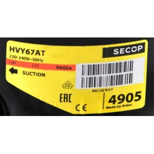 Компрессор Secop HVY67AT (R600a) холодильников Indesit, Ariston Компрессор Secop HVY67AT (R600a) холодильников Indesit, Ariston