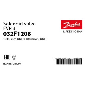 Вентиль соленоидный Danfoss EVR 3 (10 мм. под пайку, НЗ) 032F1208