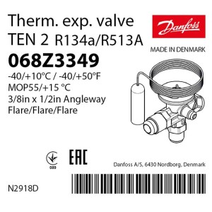 ТРВ Danfoss TEN 2 068Z3349 (R134a, 3/8 x 1/2, резьба, -40/+10°C)