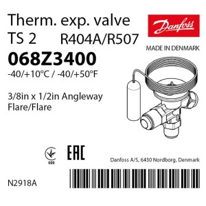 ТРВ Danfoss TS 2 068Z3400R (R404a/R507, 3/8 х 1/2, резьба, -40/+10°C)
