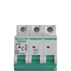 Выключатель автоматический TGB1N-63, 3P, 10A, 6kA, 3M Tengen