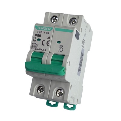 Выключатель автоматический TGB1N-63, 2P, 25A, 6kA, 2M Tengen