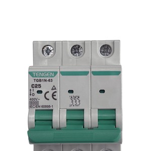 Выключатель автоматический TGB1N-63, 3P, 25A, 6kA, 3M Tengen