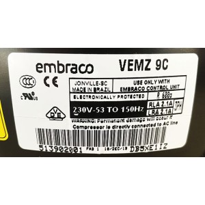 Компрессор инверторный Embraco Aspera VEMZ-9C (R600a), холодильника