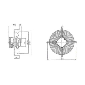 Вентилятор YWF4Е-250S-92/25-G ( 220V, всасывание ) Weiguang