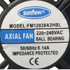 Вентилятор 120х120х38 мм 220V, Sunflow FM12038A2HBL